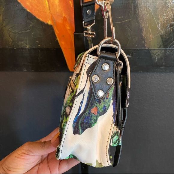 Proenza Schouler PS1 Tropical Print Nylon Pouch Crossbody Bag Ecru Multi Flawed - Picture 9 of 16
